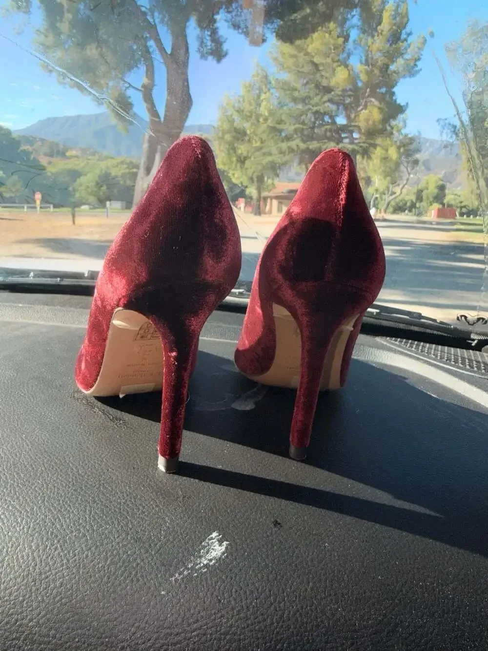 L.K. Bennett Fern Burgundy Velvet Pointed-Toe Stiletto Pumps